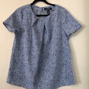 Chase Apparel Landsend blue pattern blouse 12